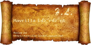 Havrilla Lóránt névjegykártya